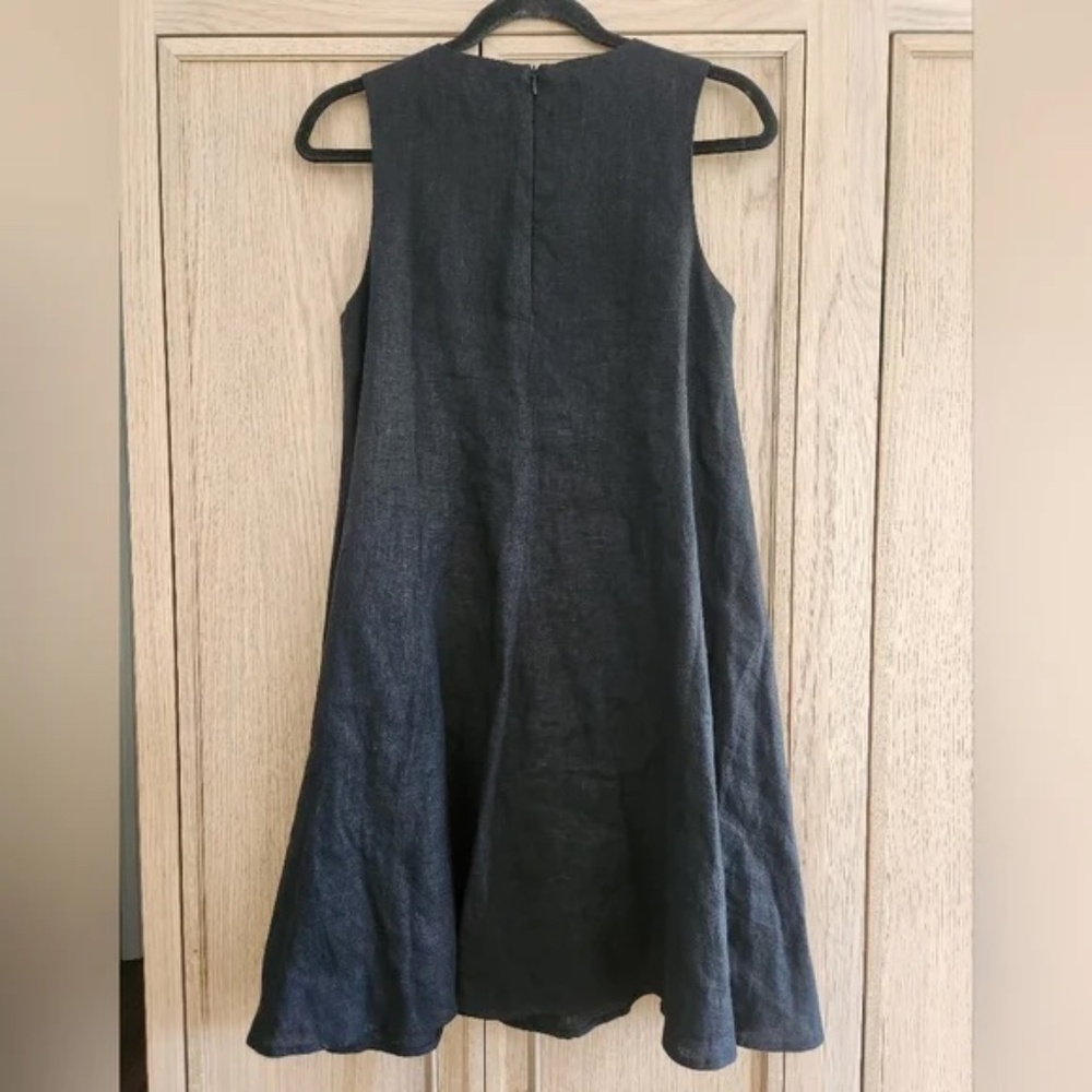 Maeve by Anthropologie Melbourne Swing Dress Black Sleeveless linen mini - Picture 6 of 11